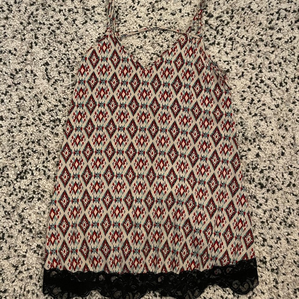 Patterned Shift Mini Dress - Picture 2 of 4